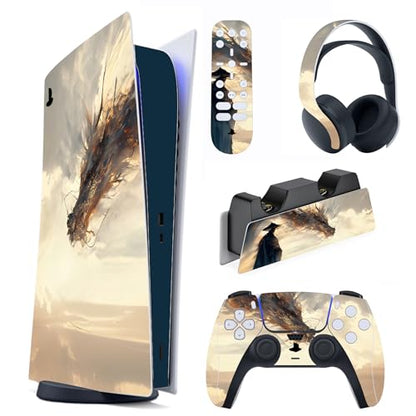 PlayVital Full Set Skin Decal for ps5 Console Digital Edition, Sticker Vinyl Decal Cover for ps5 Controller & Charging Station & Headset & Media Remote - Cloudwalker's Encounter - color: Cloudwalker's Encounter