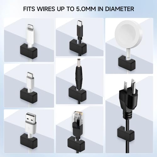 10 Pack Magnetic Cord Holder, Strong Magnet Cable Clips, Cable Holder | Magnet Wire Management for Office, Under Desk, Nightstand, Car, Kitchen, Reusable Desk Cable Organizers