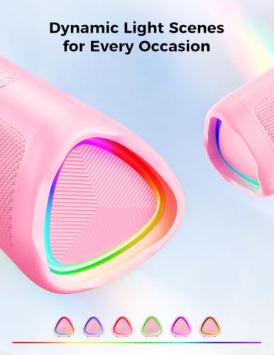 Bluetooth Speaker, 20W HD Sound, Portable Wireless, IPX5 Waterproof, Up to 24H Playtime, TWS Pairing, for Home/Party/Outdoor/Camping/Beach Essentials, Electronic Gadgets, Birthday Gift (Pink) - color: Pink