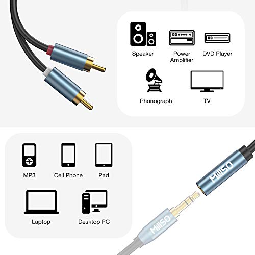MillSO RCA to 3.5mm Female Adapter 3.5mm Female to 2 RCA Male Stereo Cable