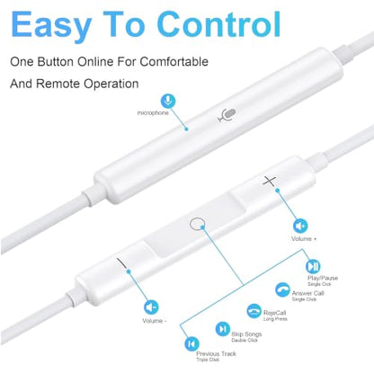 Wired Earbuds 4 Pack, Earbuds HiFi Stereo Wired Earphones Headphones with Microphone Volume Control Compatible with iPad, Laptop, MP3, Android Smartphones, Fits All 3.5mm Jack Device - color: Off-white