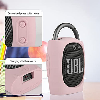 Silicone Case Compatible with JBL Clip 4 - Portable Mini Speaker Stand Up Protective Carrying Case Cover for JBL Clip 4 (Pink) - color: Pink