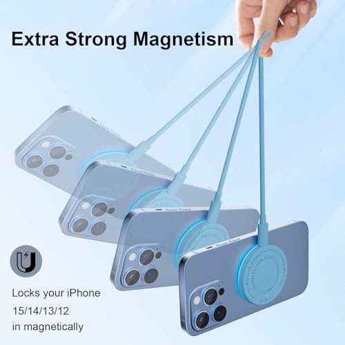 MagSafe Charger 2 Pack 15W Magnetic Wireless Charger Fast Charging Pad Compatible with iPhone 17/16/15/14/13/12 Series & AirPods 3/2/Pro Magnetic MagSafe Charging Pad with Dual Ports-Blue | Two USB-C cables and two USB-A adapters, compatible with iPhone 1