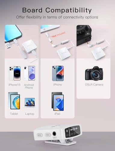 FIFINE M9W Wireless Lavalier Dual Lapel Microphone Kit for Vlog Interview | Condenser Clip-On Lapel Mic System, Charging Case, for Android Vlog YouTube TikTok Interview - color: White