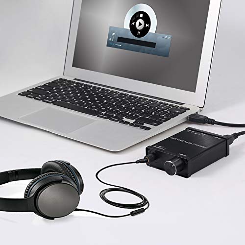 LiNKFOR USB DAC and Headphone Amplifier, Coaxial/Optical/6.35mm Headphone Output, USB to Coaxial S/PDIF Digital to Analog Converter Comaptible with Windows XP 7 10 and Mac PS4 PS3 - color: USB DAC with Amps