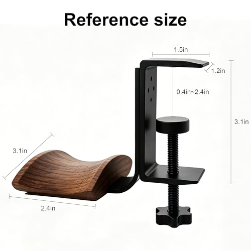 Headphone Holder Walnut Wood & Solid Metal Headset Hanger Stand for Desk Adjustable Design Ideal Headphone Stand for All Headphone Sizes