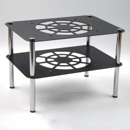 Small Media Stand Aluminum Alloy Audio Tower Black Audio Component Rack 2 Tier 3 Tier Rack Mini Desktop Rack Stereo Component Cabinet for Audio Equipment(Black,2-Tier) - size: 2-Tier