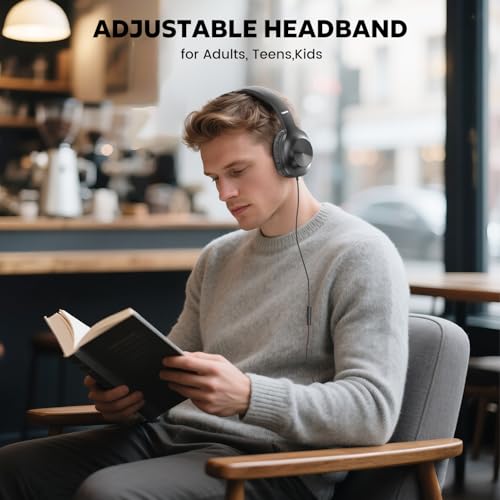 Upgraded USB C Wired Headphones, Over-Ear Type C Headphones with Microphone | HD Stereo Sound, Volume Control, Foldable USB Type C Headphones for Adults/Teens//Tablets/Computer/iPhone/Travel(Black)