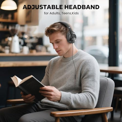 Upgraded USB C Wired Headphones, Over-Ear Type C Headphones with Microphone | HD Stereo Sound, Volume Control, Foldable USB Type C Headphones for Adults/Teens//Tablets/Computer/iPhone/Travel(Black)