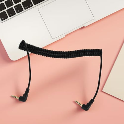 Zerodeko Coiled 3.5mm Stereo Aux Audio Cable Right Angle Connectors Portable for Home Car Audio Devices