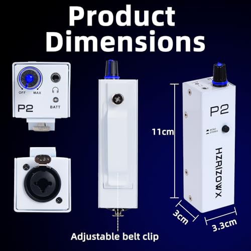 P2 Portable in-Ear Monitor Amplifier,Personal Headphone Amp，White | Stereo/Mono Switch, XLR/TRS Input, 3.5mm Output, Built-in belt clip, Built-in belt clip, Battery Powered Freedom