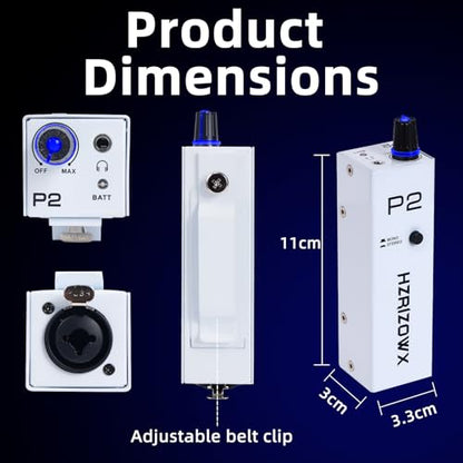 P2 Portable in-Ear Monitor Amplifier,Personal Headphone Amp，White | Stereo/Mono Switch, XLR/TRS Input, 3.5mm Output, Built-in belt clip, Built-in belt clip, Battery Powered Freedom