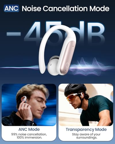 LEEMC Wireless Earbuds, Bluetooth Headphones 6.0, Ear Buds with Touch Screen, ANC ENC Noise Cancelling, 40H Bass Stereo Sound Over-Ear Earphones for iOS, Android, Sports,Workout, Rosegold