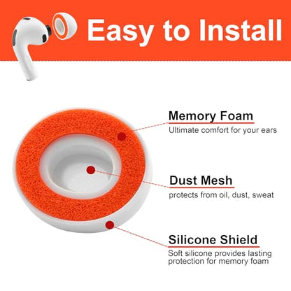 Replacement Foam Ear Tips for AirPods Pro 3 Silicone Shield (L) | Ultimate Comfort, 3 Pairs (White, Large) - size: Large