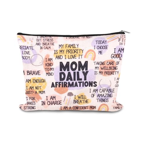 Mother Mom Daily Affirmations Gifts Inspirational Mom Mental Health Gifts Makeup Bag Mothers Day Gifts for Women Mommy Bag Accessories Pouch Holiday Easter Birthday Gifts for Mother Mama Cosmetic Bags - color: Mother Mom Daily Affirmations Gifts