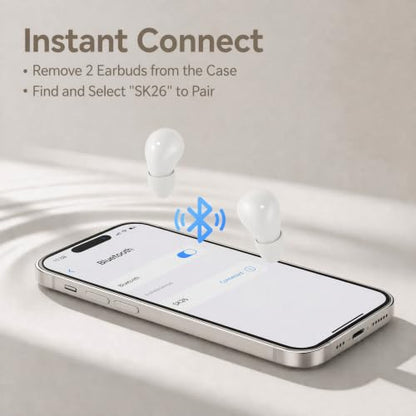 Mini Invisible Bluetooth Earbuds, Wireless for Small Ears (White) - color: White