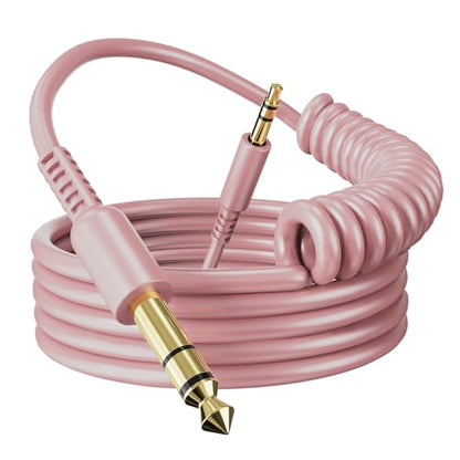 OneOdio 6.35mm to 3.5mm 6.6-9.8FT Stereo Adapter Cable Compatible with AMPs, Electronic Keyboards, Mixers, Guitars and Pro10/Pro30/Pro50 Headphones of OneOdio- Rose Gold - color: Rose Gold