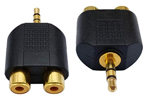 3.5mm to RCA Splitter Adapter Gold Plated 3 Poles 3.5mm (1/8 inch) Stereo Audio Male to 2 RCA Female AUX Audio Y Splitter Adapter Converter (5Pack)