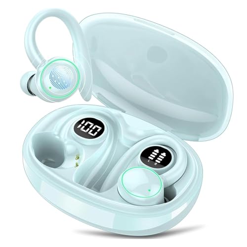 Wireless Earbuds, Bluetooth 5.4 Headphones Sport Over Ear Buds With ENC Mic | ENC Noise Cancelling Mic,48H, Wireless Earphone With Earhooks, Stereo Deep Bass,IP7 Waterproof for Workout Running,Light Blue - color: J-Light Blue