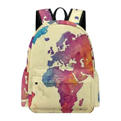 Travel Backpack for Women Men Carry On Backpack Coffee Collection Laptop Bag Lightweight Casual Daypack - color: Colorful Map