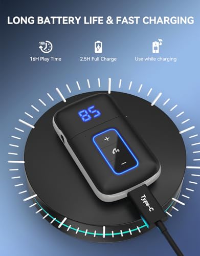 Bluetooth 5.3 AUX Receiver for Car, LED Screen, Noise Cancelling | 3.5mm AUX Bluetooth Adapter for Home Stereo/Wired Headphones/Speaker, Hands-Free Calls, Music, Dual Connect, Type-C Charging
