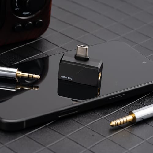 QOA Celest Mini Portable IEM DAC, in Ear Monitor Amplifier, USB C to 3.5/4.4mm Output Headphone Amplifier, High Resolution 32bit/384kHz, HiFi Earbuds Amp for Phone/PC (Black)