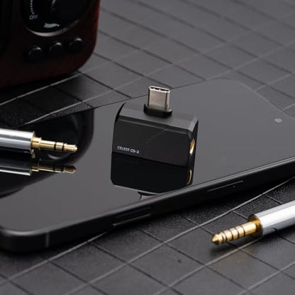 QOA Celest Mini Portable IEM DAC, in Ear Monitor Amplifier, USB C to 3.5/4.4mm Output Headphone Amplifier, High Resolution 32bit/384kHz, HiFi Earbuds Amp for Phone/PC (Black)