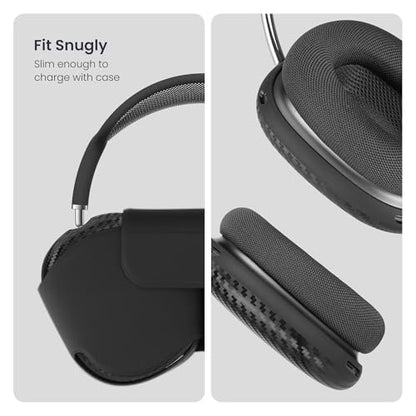 Carbon Fiber Texture Case Cover for AirPods Max Headphones, Black | Soft TPU, Protective Ear Cups Cover Accessories, for Apple AirPods Max (2024/2020)