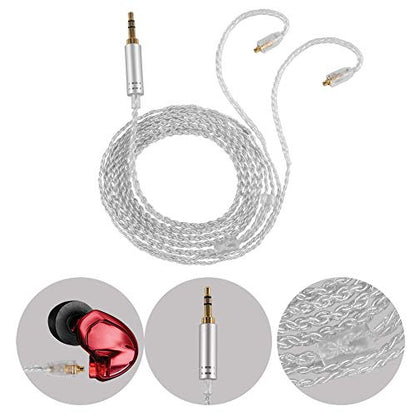 MMCX Connector Silver Plated Pure Copper Earphone Cable for SE215 SE535 SE846, Replacement Detachable Headphone Cable with 3.5mm Plug for High - Fidelity Audio (Silver Straight) - size: silver straight