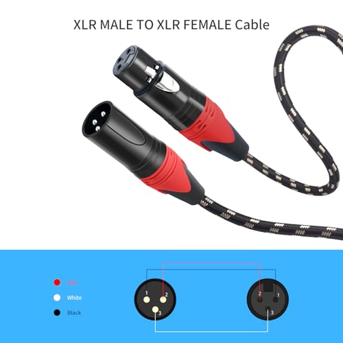 XLR Cable 25ft 4 Packs - Premium Balanced Microphone Cable with 3-Pin XLR Male to Female Mic Speaker Cable, Black and White Grid Layer, Pure Copper and Plated Conductors - color: Black White Grid, size: 25 FT, 4Packs