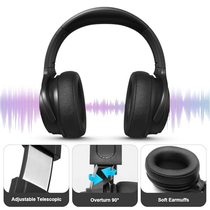 Long Cord TV Headphones for Seniors with Volume Control - size: 19.6FT Black without Microphone