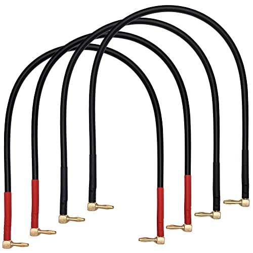CNCESS CESS-138-18i Banana Plug Cable Right Angle to Right Angle, 8 Gauge Soft Silicone Tinned Copper Wire, High-Current Jumper/Connector for Speaker Panels and Amplifiers (90 to 90, 18-Inch) - style: 90 to 90, 18-INCH