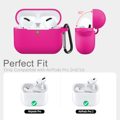 Lerobo for AirPod Pro Case, Soft Silicone Cover with Keychain, Rose Pink | Drop Protection, Scratch & Dust Resistant, Wireless Charging, Compatible with Apple AirPods Pro 2/1 Case Cover for Women Men - color: Rose Pink
