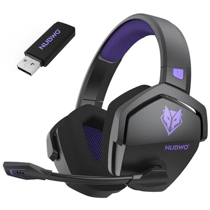 NUBWO Wireless Gaming Headset with Mic for Ps5 Ps4 PC, Zero Interference, 100-Hour Battery All-Day Play, 23ms Sync for Fortnite & Call of Duty/FPS Gamers, Triple Mode All Devices Compatible - Purple - color: Purple