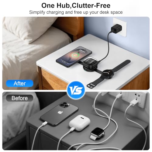 3 in 1 Wireless Charging Station Charger Pad for Samsung Multiple Devices | 18W Foldable Travel Magnetic Fast Wireless Charger Dock for Galaxy S26Ultra S26+ S26 S25 S24 S23 Galaxy Watch8/7 Galaxy Buds4