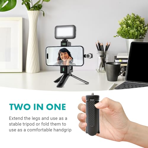 Movo USB-C Starter Kit for Content Creators - Smartphone Video Vlogging Kit for iPhone 15/16/17 and up - Includes USB-C Microphone, LED Video Light, Phone Holder, Grip, and Mini Tripod