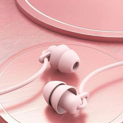 Soft Silicone Wired Sleep Earbuds, 3.5mm Jack Noise Isolating in-Ear Headphones, Comfort Side Sleeping Earphones (Pink) - color: Pink