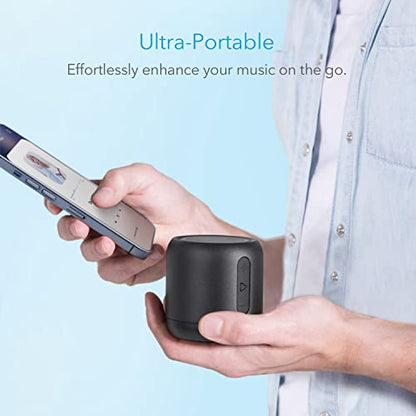 Soundcore Anker Mini, Super-Portable Bluetooth Speaker with FM Radio, 15H | 66 ft Bluetooth Range, Enhanced Bass, Noise-Cancelling Microphone for Leisure and Work Use