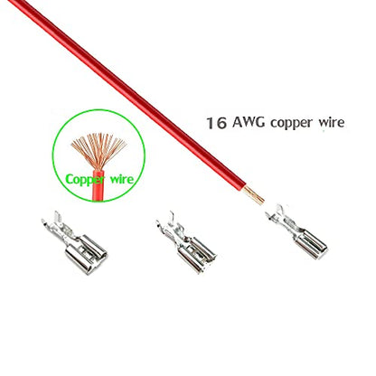 6.3mm Spade Crimp Terminal,20cm 16AWG Female Electrical Insulated Terminals,Spade Quick Connectors with Insulating Sleeve (30packs) - size: 6.3mm Spade Terminal