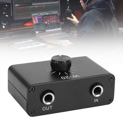 Zunate Line Volume Attenuator, 6.35mm 1/4 Inch Inline Audio Level Controller with Knob, Passive Signal Adjuster for Dynamic Microphones, Guitars, Keyboards, Studio Monitor Line Control