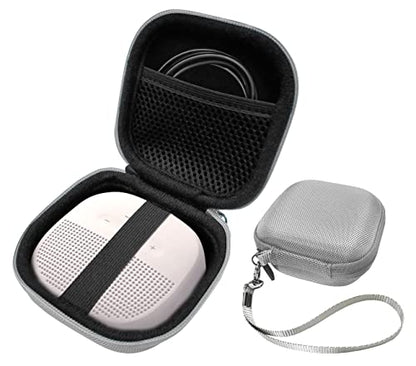 Feature Protective Case for Bose SoundLink Micro Bluetooth Speaker by WGear, Featured Design with mesh Pocket for Cable and Other Accessories, Elastic Strap to Secure Device (White Smoke case) - color: White smoke case