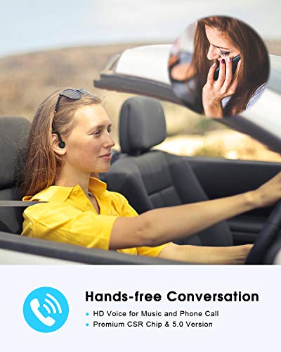 NANAMI Bluetooth Headset V5.0, 320Hrs Ultralight Wireless Earpiece with Rotatable Mic, Hands-Free Noise Cancelling in-Ear Earbuds for iPhone Android Cell Phone/Laptop/Trucker