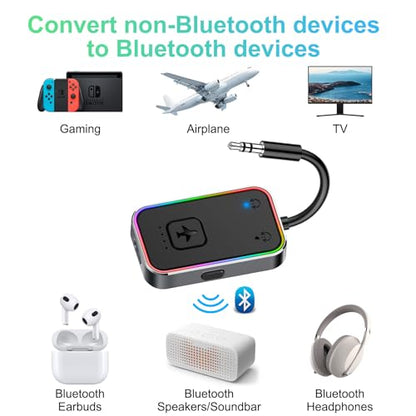2026 Beeitzie Ultra Airplane Bluetooth 5.4 Transmitter for All Headphones, aptX LL, Supports 2 Headphones/AirPods, Wireless Audio Adapter for in-Flight, TV, Gym, Tablets，Metal Frame - color: Black