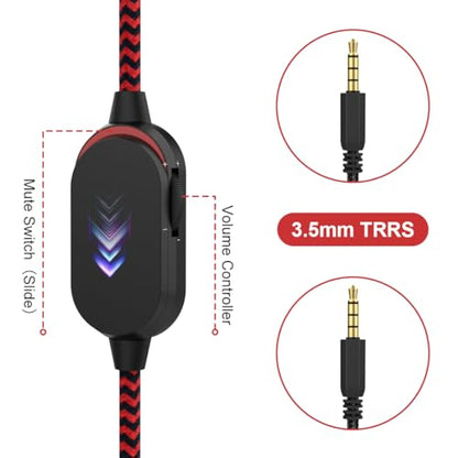 AW310H Detachable Gaming Headset Cable Compatible with Alienware AW720H AW510H 988 Alienware Dell Gaming Headset,Nylon Braided Wire with Inline Mute Switch and Volume Controller(Red,6.5ft) - color: Red