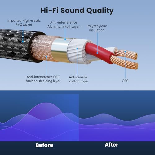 XLR Male to 1/4, TRS to 6.35mm 2Packs Gold-Plated Connectors Nylon Braided, Quarter Inch to XLR Male Cable for Speakers, Mixers, Amplifiers - 10ft - size: 10ft - 2P