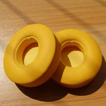 Beats Solo 3 Ear Pads Replacement, BUTIAO Soft Protein Leather Memory Foam Headphone Earpads Ear Cushions Pad for Beats by Dre Solo 3 Wireless & Solo 2 Wireless Over Ear Headsets (Yellow) - color: Yellow