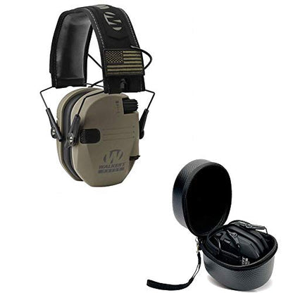 Walker's Razor Slim Electronic Earmuffs | Protective Case - color: American Patriot/Flat Dark Earth Brown