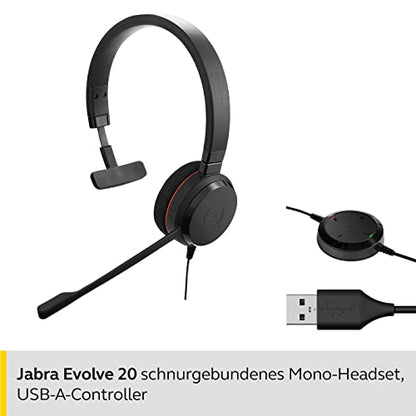 Jabra Evolve 20 UC Mono Wired Headset/Music Headphones (Renewed)