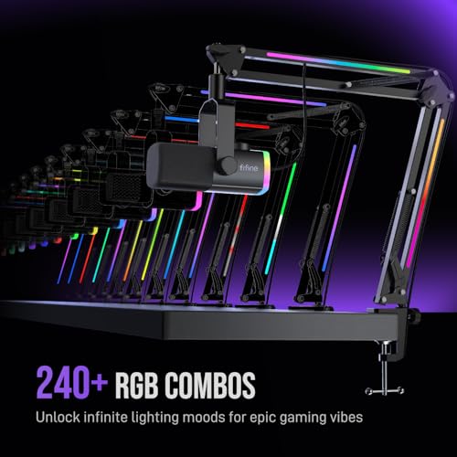 FIFINE AmpliGame AM8PROT Gaming Microphone Kit, XLR/USB Dynamic PC Mic - color: Black