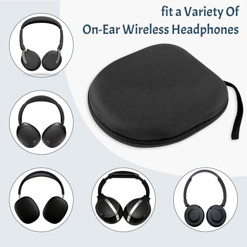 ZUFECY Large Headphone Case, Hard EVA Shell Protective Storage Box with Mesh Pocket, Compatible with Most Over-Ear Headphones (Black, 8.6"x7.5"x2.3")